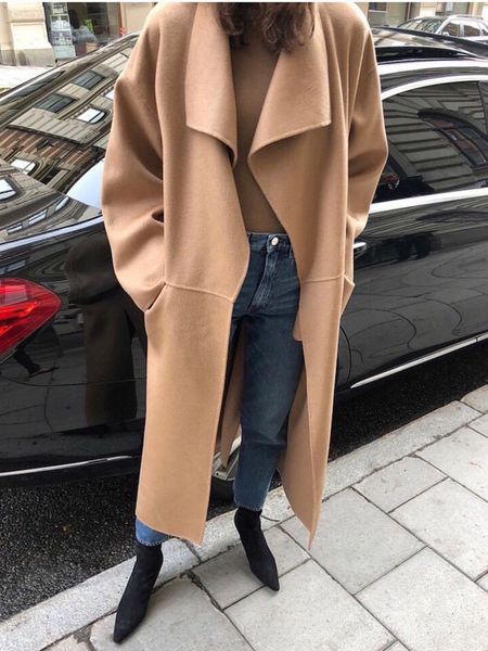 women's wool blends women woolen long coat winter side slit big turn-down collar warm jacket camel black grey color mid-length outwear
women's wool blends women woolen long coat winter side slit big turn-down collar warm jacket camel black grey color mid-length outwear