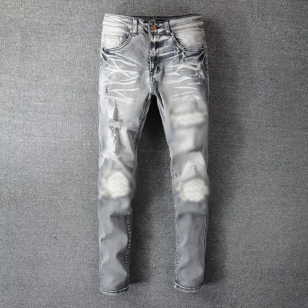 men's jeans casual hip-hop high street frayed old washed ink coloring slim jeans men, Blue
men's jeans casual hip-hop high street frayed old washed ink coloring slim jeans men, Blue