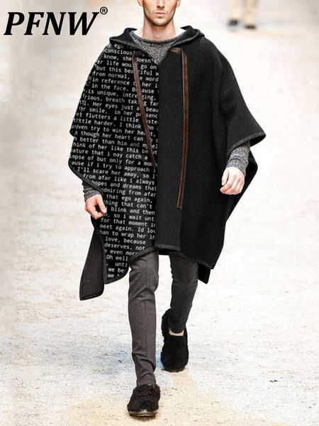 men's wool blends pfnw national niche design style loose casual cloak shawl pullover woolen coat men's fashion jackets autumn wint, Black
men's wool blends pfnw national niche design style loose casual cloak shawl pullover woolen coat men's fashion jackets autumn wint, Black