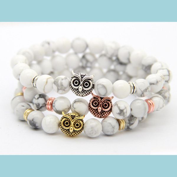 charm bracelets new design 8mm natural white howlite stone beads antique gold rose sier owl bracelets exquiste gifts dro dhdth, Golden;silver
charm bracelets new design 8mm natural white howlite stone beads antique gold rose sier owl bracelets exquiste gifts dro dhdth, Golden;silver