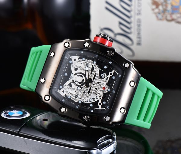 luxury men's quartz watch hollow glass back stainless steel case black rubber watch, Slivery;brown
luxury men's quartz watch hollow glass back stainless steel case black rubber watch, Slivery;brown