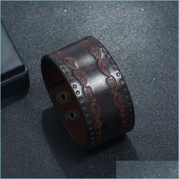 bangle retro emboss floral leather bangle cuff button adjustable bracelet wristand for men women fashion jewelry drop delivery bracel dhri6, Black
bangle retro emboss floral leather bangle cuff button adjustable bracelet wristand for men women fashion jewelry drop delivery bracel dhri6, Black