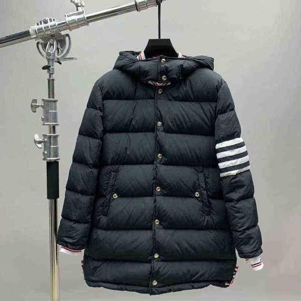 fashion luxury brand men tb down coats loose hooded long jacket outdoor striped solid thick casual winter clothing, Black
fashion luxury brand men tb down coats loose hooded long jacket outdoor striped solid thick casual winter clothing, Black