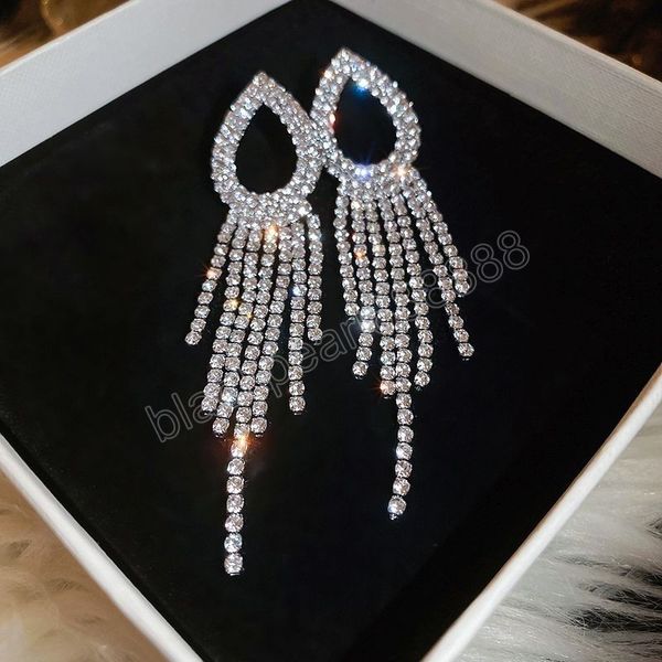 inlaid rhinestone tassel dangle earrings for women luxury water droplet shaped drop earrings party wedding jewelry accessories gifts, Silver
inlaid rhinestone tassel dangle earrings for women luxury water droplet shaped drop earrings party wedding jewelry accessories gifts, Silver
