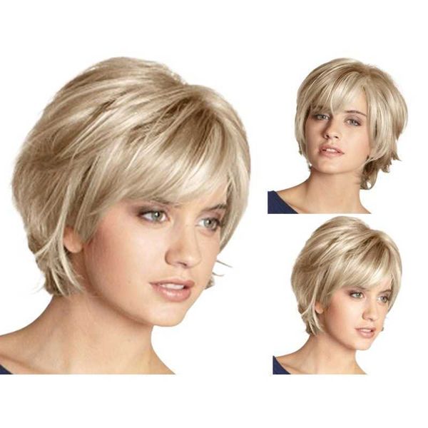 women's wigs short straight ffy oblique bangs golden white high temperature silk hair, Black
women's wigs short straight ffy oblique bangs golden white high temperature silk hair, Black