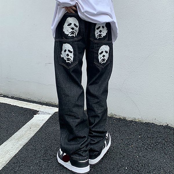 womens jeans y2k emo men fashion black streetwear casual skull straight wide leg cargo pants baggy denim trousers low rise alt clothes 22111, Blue
womens jeans y2k emo men fashion black streetwear casual skull straight wide leg cargo pants baggy denim trousers low rise alt clothes 22111, Blue