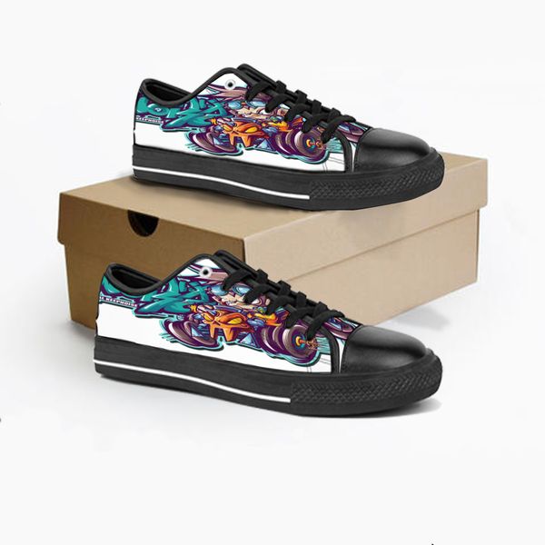 men women diy custom shoes low canvas skateboard sneakers triple black customization uv printing sports sneakers br230