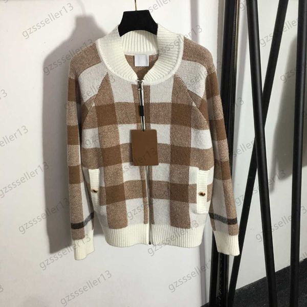 cardigan womens sweaters matching color checkered long sleeve knit sweater zipper flap stand collar pocket knitwear british style classic jo, White;black
cardigan womens sweaters matching color checkered long sleeve knit sweater zipper flap stand collar pocket knitwear british style classic jo, White;black