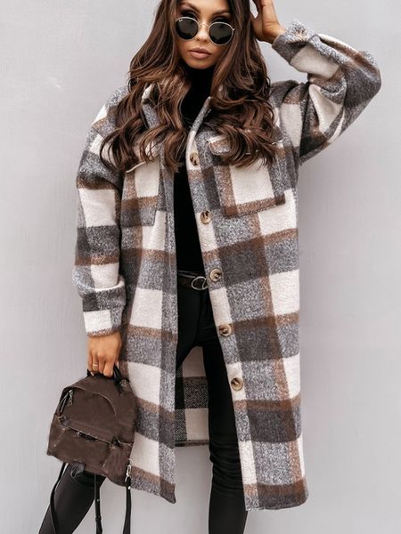 women's wool blends fashion plaid print coats women long sleeve midi jackets button pocket shirt winter female warm outwear vintage st, Black
women's wool blends fashion plaid print coats women long sleeve midi jackets button pocket shirt winter female warm outwear vintage st, Black