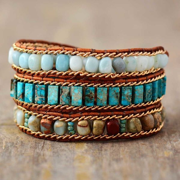 charm bracelets handmade multi strand leather wrap vintage natural stone weaving wristband cuff bohemian jewelry 221118, Golden;silver
charm bracelets handmade multi strand leather wrap vintage natural stone weaving wristband cuff bohemian jewelry 221118, Golden;silver