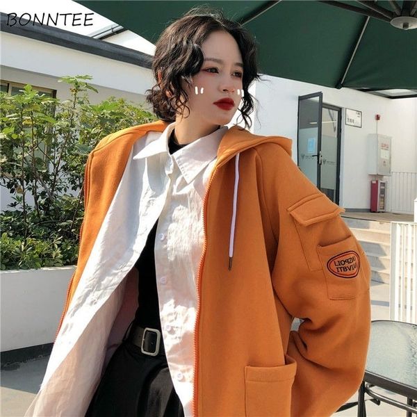 women s jackets basic women spring hooded loose orange outwear ins all match leisure ulzzang students coats chic printed simple pockets 2211, Black;brown
women s jackets basic women spring hooded loose orange outwear ins all match leisure ulzzang students coats chic printed simple pockets 2211, Black;brown