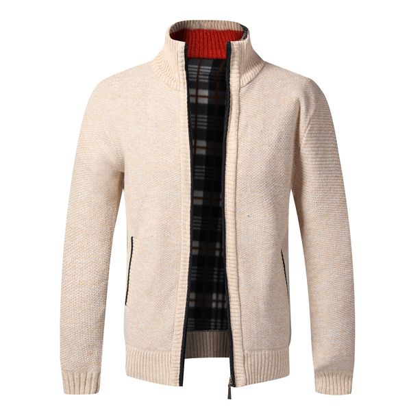 men's sweaters autumn winter jacket slim fit stand collar zipper solid cotton thick warm sweater 221117, White;black
men's sweaters autumn winter jacket slim fit stand collar zipper solid cotton thick warm sweater 221117, White;black