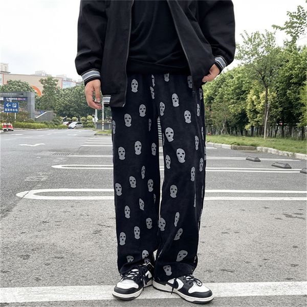 men's pants harajuku fahion print drawstring casual corduroy men baggy pants hip hop straight sweatpants male loose trousers 221118, Black
men's pants harajuku fahion print drawstring casual corduroy men baggy pants hip hop straight sweatpants male loose trousers 221118, Black