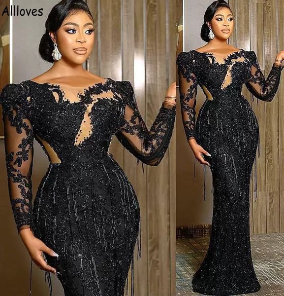 plus size aso ebi black mermaid prom dresses with long sleeves luxury sequined lace tassels vintage long evening party gowns women formal oc
plus size aso ebi black mermaid prom dresses with long sleeves luxury sequined lace tassels vintage long evening party gowns women formal oc
