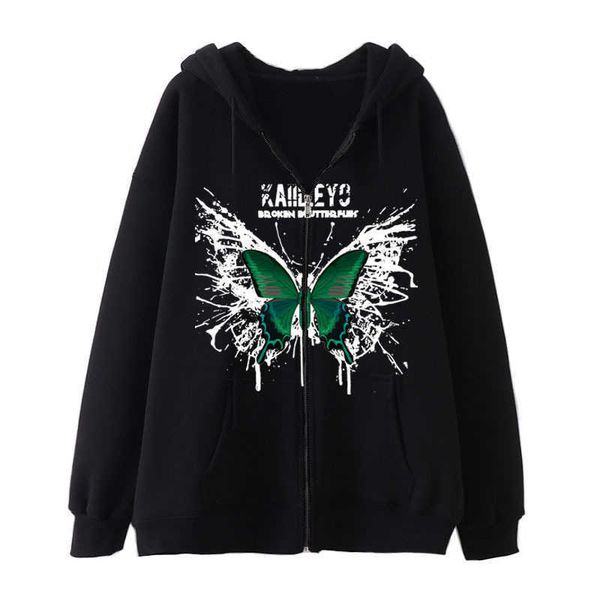 women's jackets gothic butterfly print zipper sweater retro y2k girl fashion hoodie street tide plus size coat t221105, Black;brown
women's jackets gothic butterfly print zipper sweater retro y2k girl fashion hoodie street tide plus size coat t221105, Black;brown