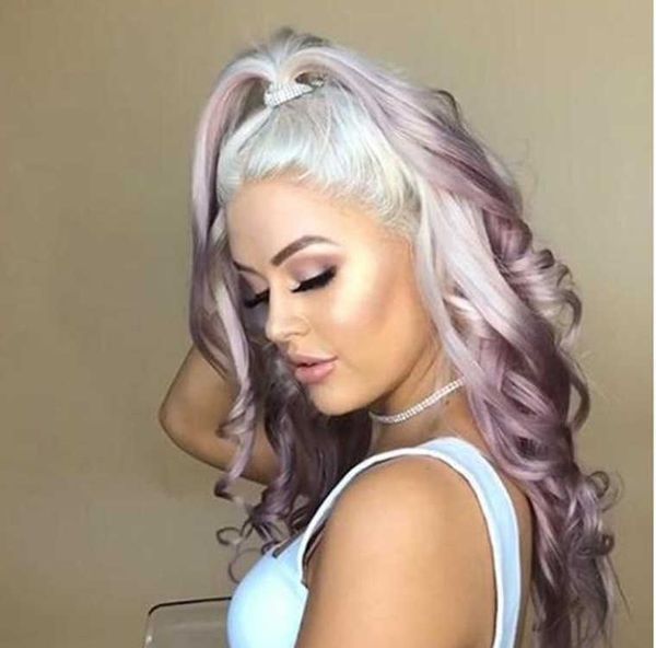 women's wigs female dyed gradual lavender partial parting long curly hair head cover, Black
women's wigs female dyed gradual lavender partial parting long curly hair head cover, Black
