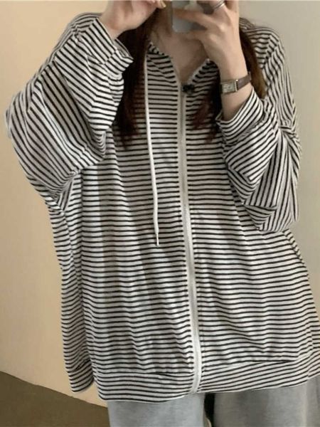 women's jackets deeptown black white striped zip up sweatshirts oversize korean fashion thin basic blue hoodie preppy style casual jack, Black;brown
women's jackets deeptown black white striped zip up sweatshirts oversize korean fashion thin basic blue hoodie preppy style casual jack, Black;brown