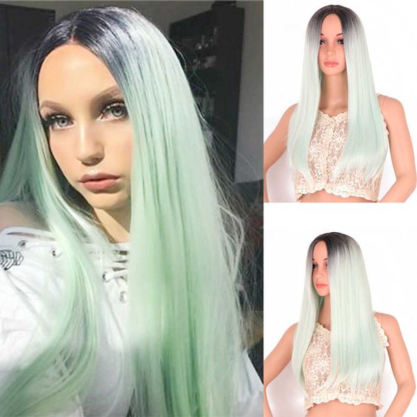 women's wigs sale mid parting long straight gradual color high temperature silk, Black
women's wigs sale mid parting long straight gradual color high temperature silk, Black
