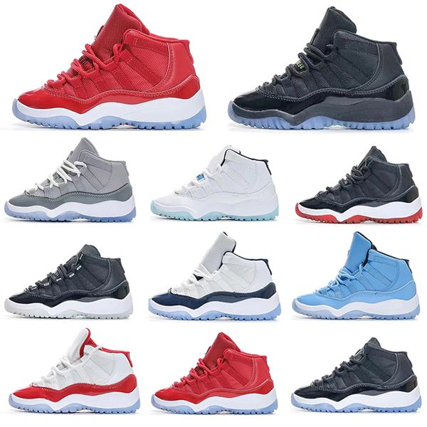 Image of 11 Kids 11S Kid Basketball shoes Space Cool Grey Jam Bred Concords Youth fashion Boys Sneakers Children Boy Girl White Athletic Toddlers