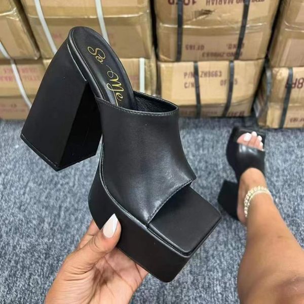 boots ladies open toe platform slippers fashion elegant thick high heels summer women's sandals party mules shoes woman 221118, Black
boots ladies open toe platform slippers fashion elegant thick high heels summer women's sandals party mules shoes woman 221118, Black