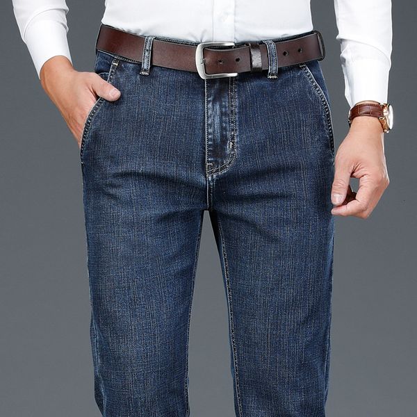 men s jeans autumn cotton business casual stretch denim loose straight leg pants male brand 221118, Blue
men s jeans autumn cotton business casual stretch denim loose straight leg pants male brand 221118, Blue