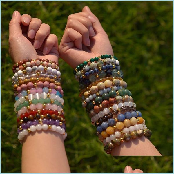 beaded strand 8mm natural stone bracelet with gold stainless steel bead amethyst healing crystal bracelets precious fashion drop del dhpej, Black
beaded strand 8mm natural stone bracelet with gold stainless steel bead amethyst healing crystal bracelets precious fashion drop del dhpej, Black