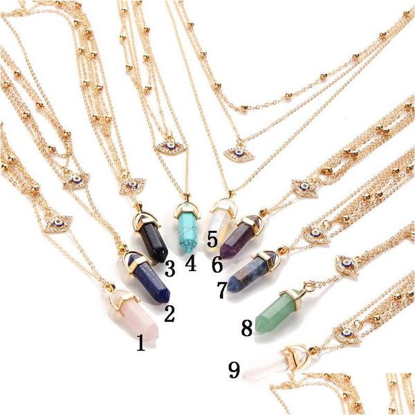pendant necklaces blue evil eye stone necklaces women natural crystal quartz chakra hexagonal prism point healing pendant beads neck dh235, Silver
pendant necklaces blue evil eye stone necklaces women natural crystal quartz chakra hexagonal prism point healing pendant beads neck dh235, Silver