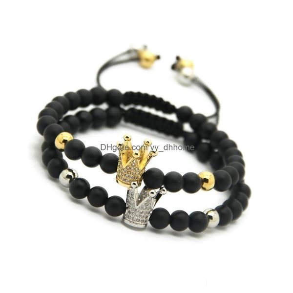 charm bracelets wholesale 10pcs/lot 6mm matte agate stone beads gold and platinum crown braided cz bracelet party gift drop delivery dhvnr, Golden;silver
charm bracelets wholesale 10pcs/lot 6mm matte agate stone beads gold and platinum crown braided cz bracelet party gift drop delivery dhvnr, Golden;silver