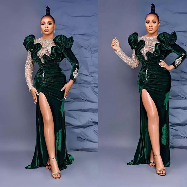 hunter green velvet illusion mermaid prom dresses 2023 beads high split long sleeve vestidos de fiesta dubai arabic evening gown, Black
hunter green velvet illusion mermaid prom dresses 2023 beads high split long sleeve vestidos de fiesta dubai arabic evening gown, Black