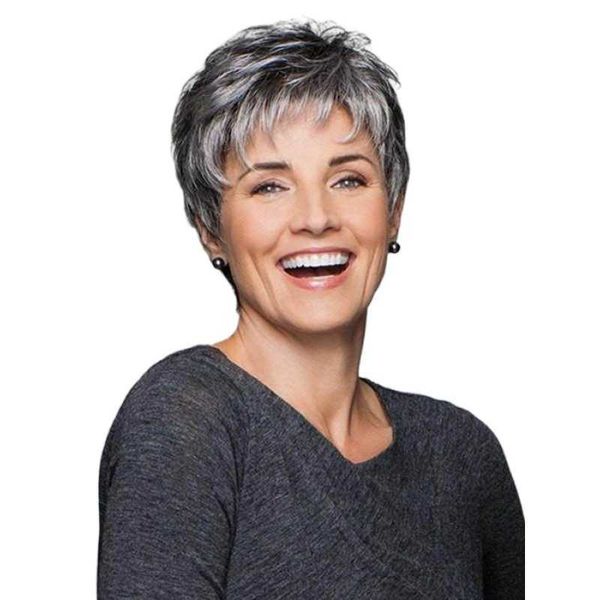 women's wigs old-age short hair gradually graying white female small curly tube partial distribution, Black
women's wigs old-age short hair gradually graying white female small curly tube partial distribution, Black