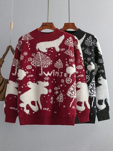 women's sweaters print kintted warm pullovers sweater women long sleeve o neck sweaters autumn winter fashion loose casual chic clothin, White;black
women's sweaters print kintted warm pullovers sweater women long sleeve o neck sweaters autumn winter fashion loose casual chic clothin, White;black