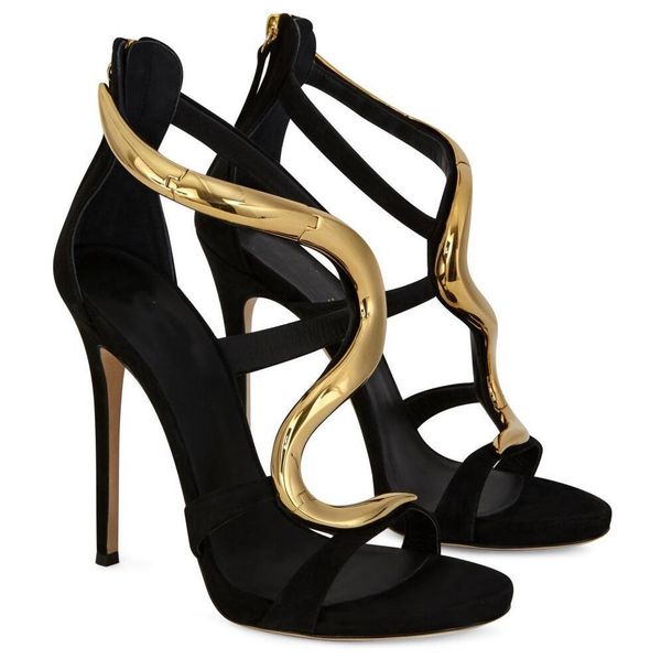 elegant sandals summer luxury veneer gold metal snake women's bride wedding slim high heels gladiator, Black
elegant sandals summer luxury veneer gold metal snake women's bride wedding slim high heels gladiator, Black