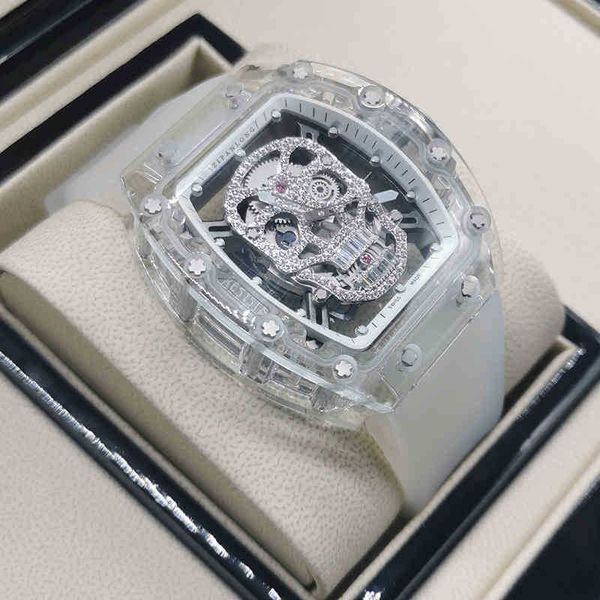 transparent men's watch rm52 personality fashion sports cool waterproof hollow out large dial square skull mechanicals, Slivery;black
transparent men's watch rm52 personality fashion sports cool waterproof hollow out large dial square skull mechanicals, Slivery;black