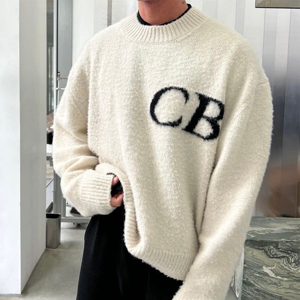knit crewneck sweater black grey ivory casual oversize sweater men women hip hop streetwear mg220424, White;black
knit crewneck sweater black grey ivory casual oversize sweater men women hip hop streetwear mg220424, White;black