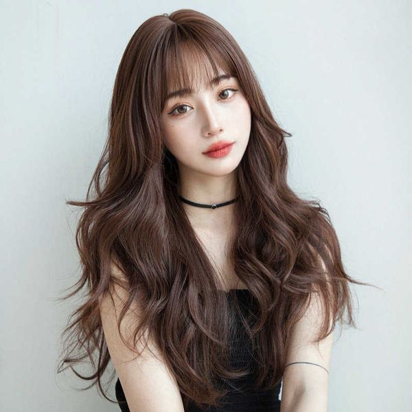 women's wigs japan and south korea air bangs long curly chemical fiber high temperature silk hair female head cover, Black
women's wigs japan and south korea air bangs long curly chemical fiber high temperature silk hair female head cover, Black