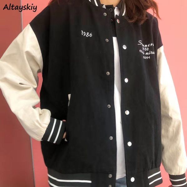 women s jacket basic couple single breasted baseball coats preppy style vintage ulzzang loose jacket feminine casual ins 221118, Black;brown
women s jacket basic couple single breasted baseball coats preppy style vintage ulzzang loose jacket feminine casual ins 221118, Black;brown