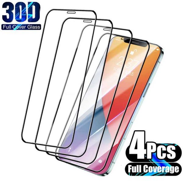 Image of 4PCS Full Cover Tempered Glass for iPhone 11 13 12 Pro max mini XS X XR Screen Protector on iPhone 7 8 Plus 6 6S SE 2020 glass