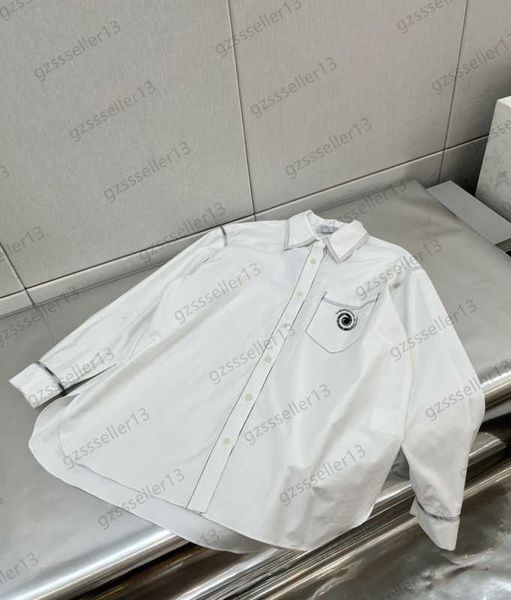 womens blouses shirts spring breast pocket contrast color ribbon logo embroidery shirt irregular hem design lapel button blouse simple wome, White
womens blouses shirts spring breast pocket contrast color ribbon logo embroidery shirt irregular hem design lapel button blouse simple wome, White