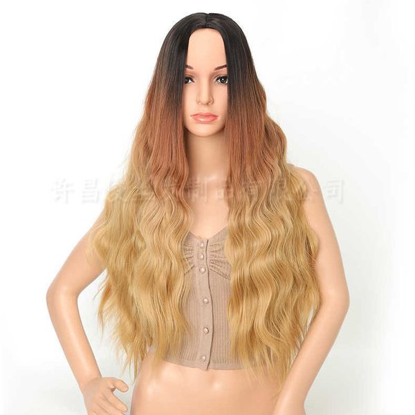 women's wigs with gradually changing color and slightly curved long curly hair, Black
women's wigs with gradually changing color and slightly curved long curly hair, Black