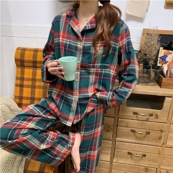 women's sleepwear spring and autumn pajamas ladies long-sleeved trousers cardigan plaid sweet fresh home service women's set 22111, Black;red
women's sleepwear spring and autumn pajamas ladies long-sleeved trousers cardigan plaid sweet fresh home service women's set 22111, Black;red