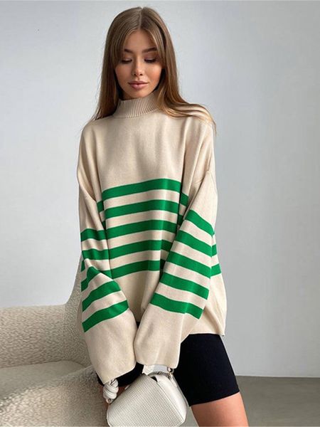 women's sweaters winter women stripe color contrast knitted sweater half high neck loose solid flare sleeve pullovers lady autumn stree, White;black
women's sweaters winter women stripe color contrast knitted sweater half high neck loose solid flare sleeve pullovers lady autumn stree, White;black