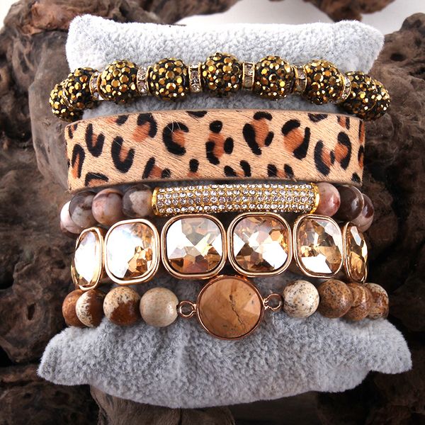 charm bracelets rh fashion leopard leather bracelet set 5pc handmade natural stone female femme sets for women jewelry drop 221118, Golden;silver
charm bracelets rh fashion leopard leather bracelet set 5pc handmade natural stone female femme sets for women jewelry drop 221118, Golden;silver