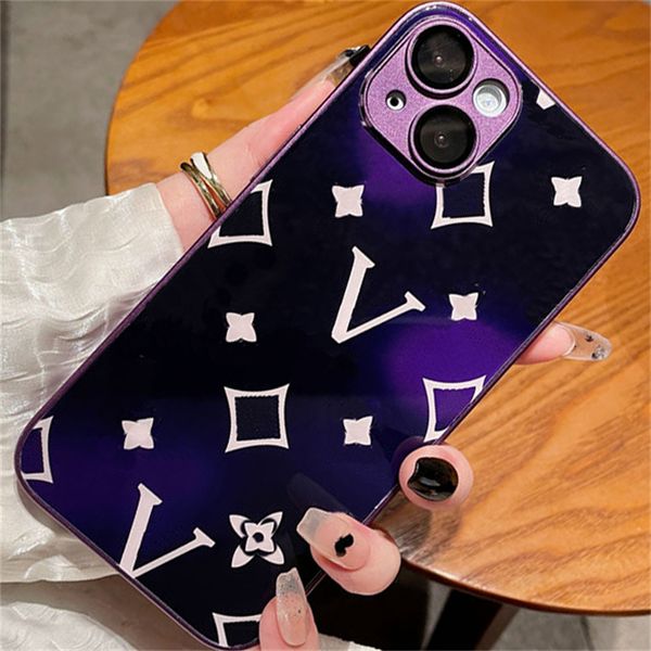 

Letter Designer Phone Case Purple Gold IPhone 14 Case Shockproof Frosted For IPhone 13 Promax 12 11 14plus 14pro Cover