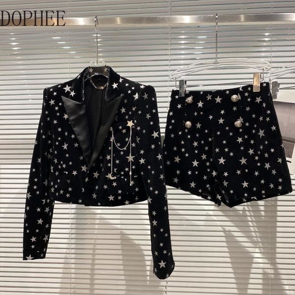 womens two piece pants autumn fashion lady twopiece set sparkling stars chain pin blazers coat slim high waist shorts streetwear suits 22111, White
womens two piece pants autumn fashion lady twopiece set sparkling stars chain pin blazers coat slim high waist shorts streetwear suits 22111, White