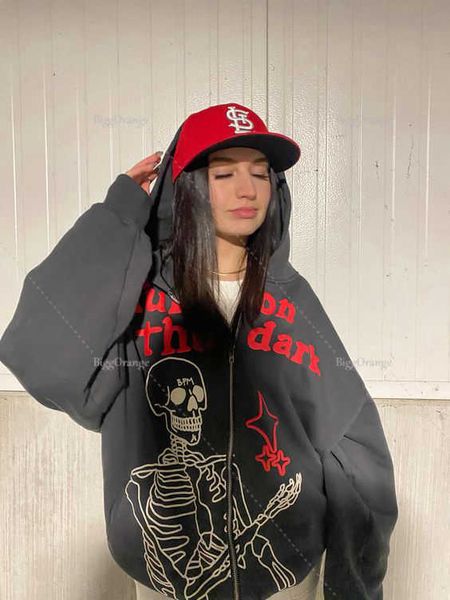men's hoodies sweatshirts letter print fashion anime hoodie 2022 new skull sweater long sleeve zip sweatshirt streetwear y2k oversized, Black
men's hoodies sweatshirts letter print fashion anime hoodie 2022 new skull sweater long sleeve zip sweatshirt streetwear y2k oversized, Black