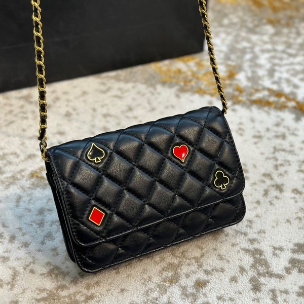 womens long diamond wallets designer bags classic quilted matelasse poker badge metal leather chain crossbody coins purse luxuries handbags, Red;black
womens long diamond wallets designer bags classic quilted matelasse poker badge metal leather chain crossbody coins purse luxuries handbags, Red;black