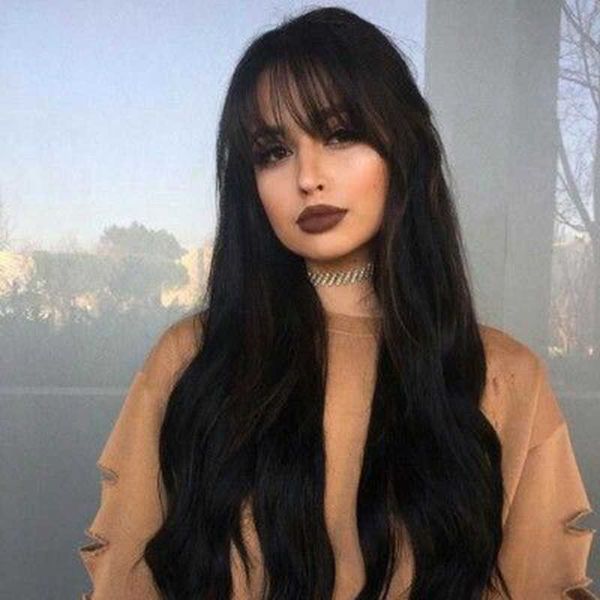women's wigs fashion women qi bangs natural color long style ffy big wave curly hair headgear, Black
women's wigs fashion women qi bangs natural color long style ffy big wave curly hair headgear, Black