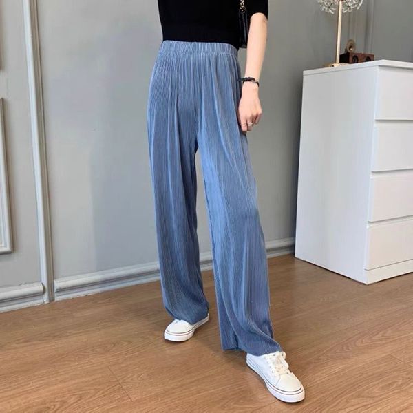 women's pants capris candy color pleated wide leg women trousers elegant casual palazzo elastic high waist 221117, Black;white
women's pants capris candy color pleated wide leg women trousers elegant casual palazzo elastic high waist 221117, Black;white