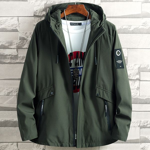 Spring and autumn fattening plus-size hooded trench coat men's coat fat casual loose fat guy jacket student top, Green 
Spring and autumn fattening plus-size hooded trench coat men's coat fat casual loose fat guy jacket student top, Green