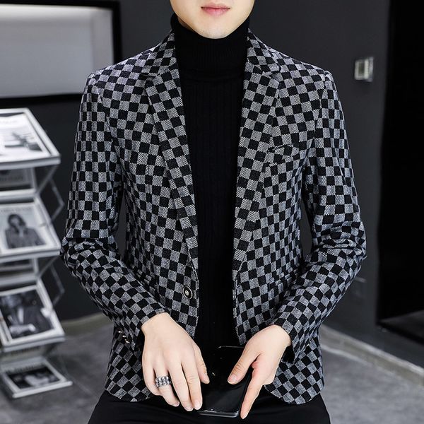 mens suits blazers autumn winter jacket luxury fashion personality fit leisure comfort classic plaid british blazer coat 221118, White;black
mens suits blazers autumn winter jacket luxury fashion personality fit leisure comfort classic plaid british blazer coat 221118, White;black